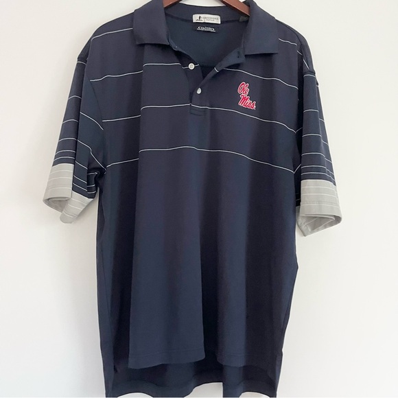 Greystone Golf Club Ole Miss Navy Blue Striped Mens Polo XL Driway Moisture Wick - Picture 3 of 6